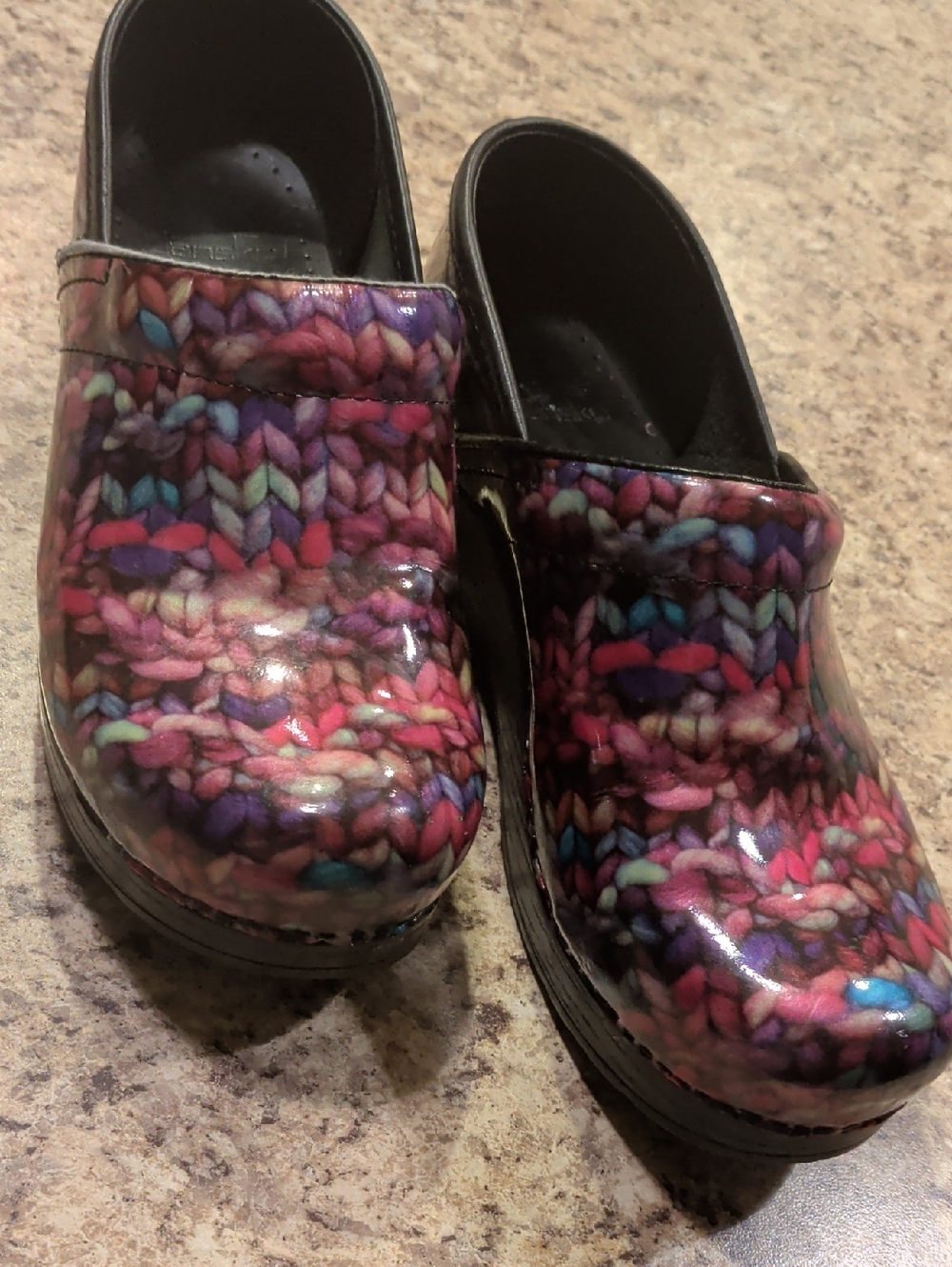 Dansko Multi-Color Knit Print Clogs